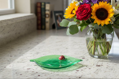 Handmade Resin leaf with ladybug Trinket/Jewelry tray