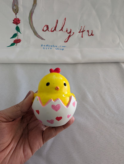 "Love Hatch" Resin Chick Figurine – Hand-Painted Ceramic-Style Knickknack