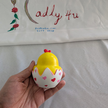 "Love Hatch" Resin Chick Figurine – Hand-Painted Ceramic-Style Knickknack