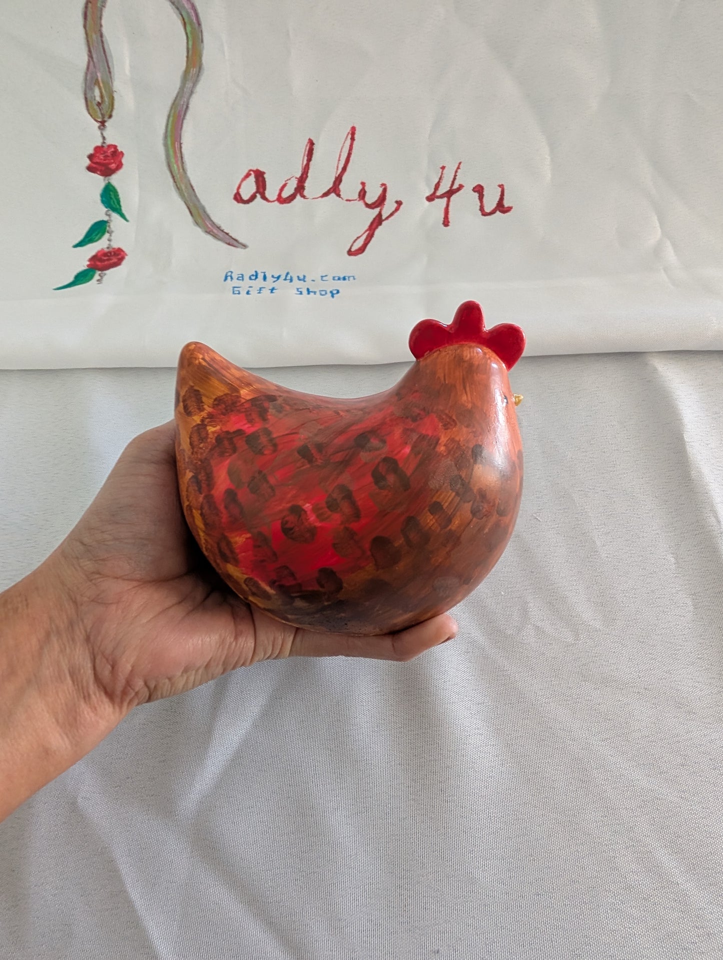 Handmade Eco-Resin Chicken Figurine – Hand-Painted Farmhouse Decor