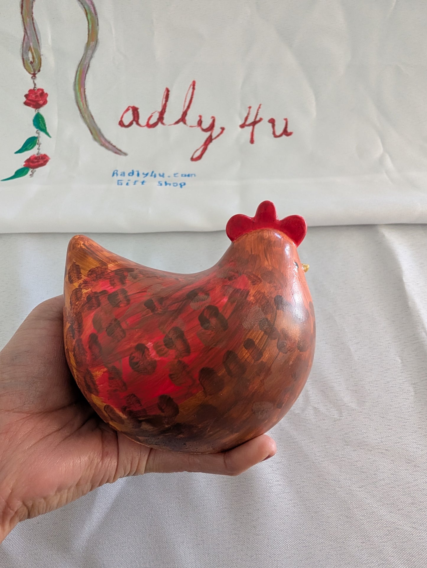 Handmade Eco-Resin Chicken Figurine – Hand-Painted Farmhouse Decor