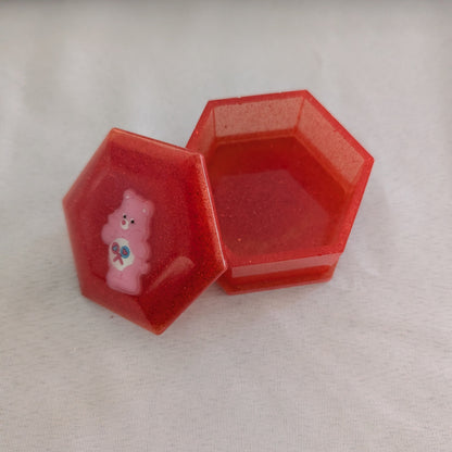 Resin Hexagon with character lid jewelry/trinket box