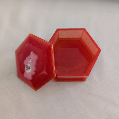 Resin Hexagon with character lid jewelry/trinket box