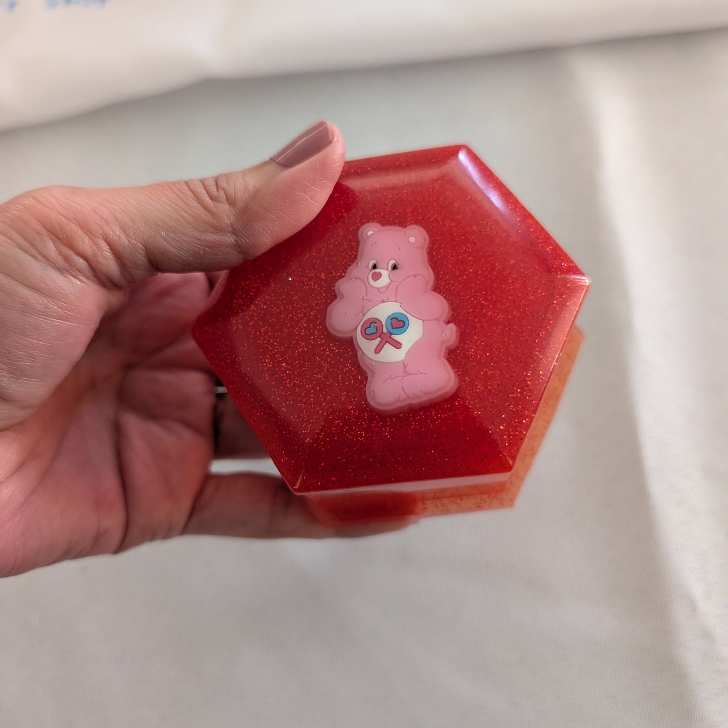 Resin Hexagon with character lid jewelry/trinket box