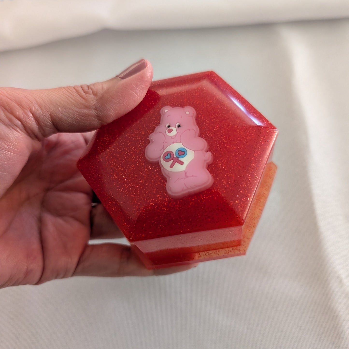 Resin Hexagon with character lid jewelry/trinket box