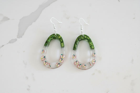 Earrings - Resin open teardrop on silver hook