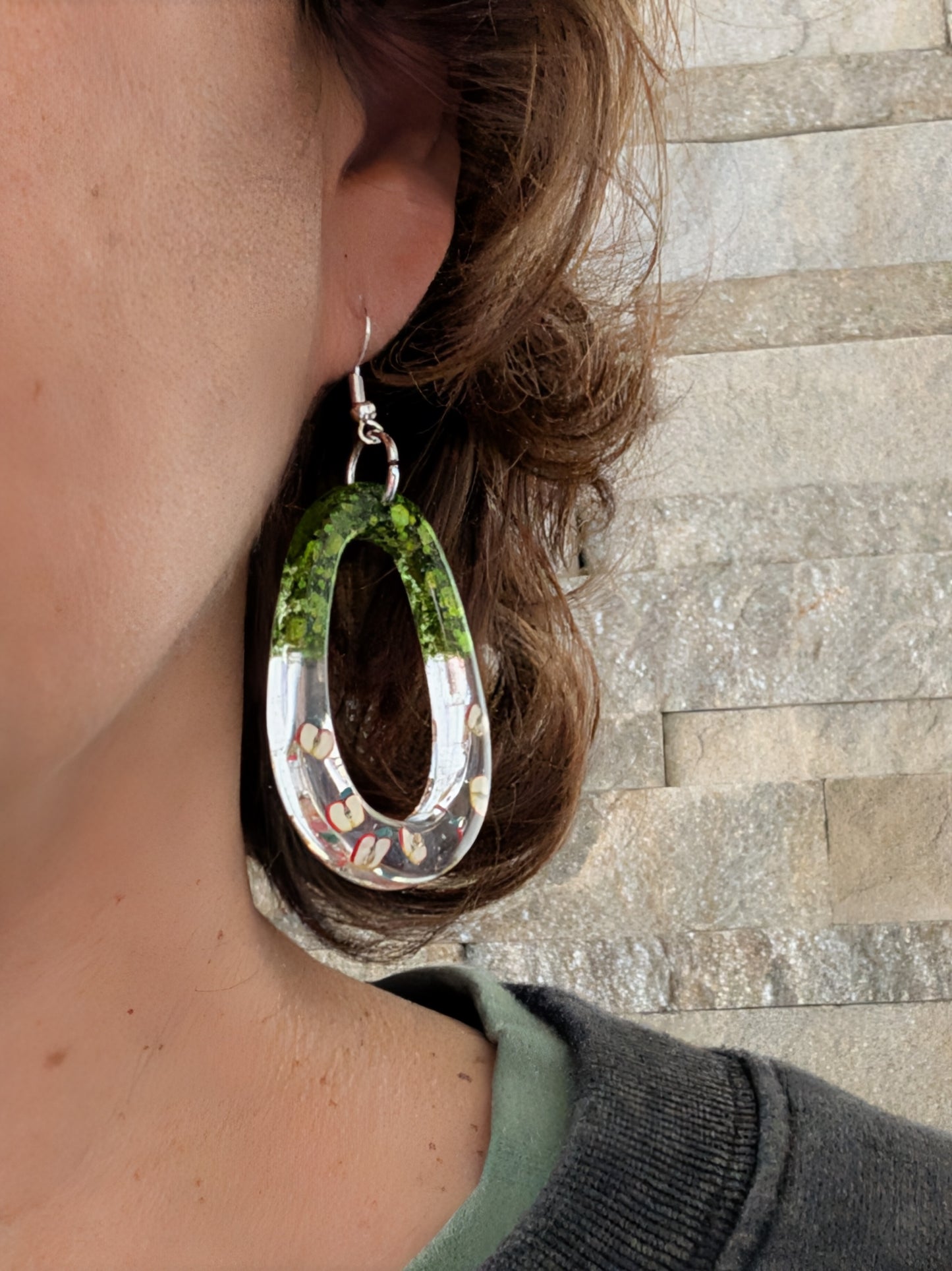 Resin Open Teardrop Dangle Earrings