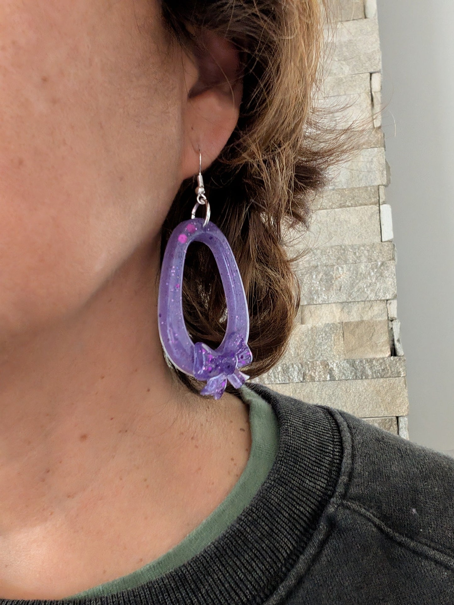 Resin Open Teardrop Dangle Earrings