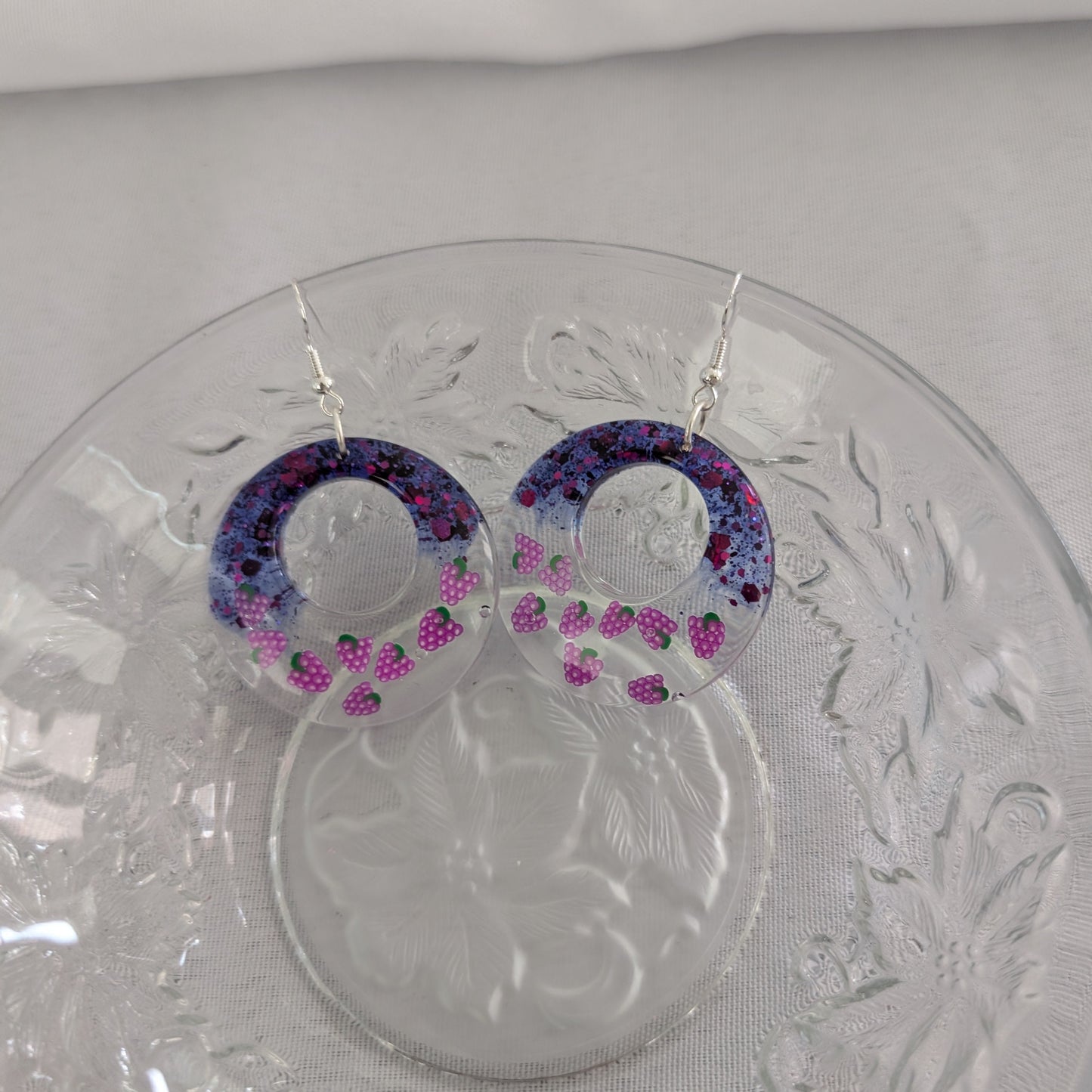 Earrings - Resin large open chunky circle on silver 925 hook
