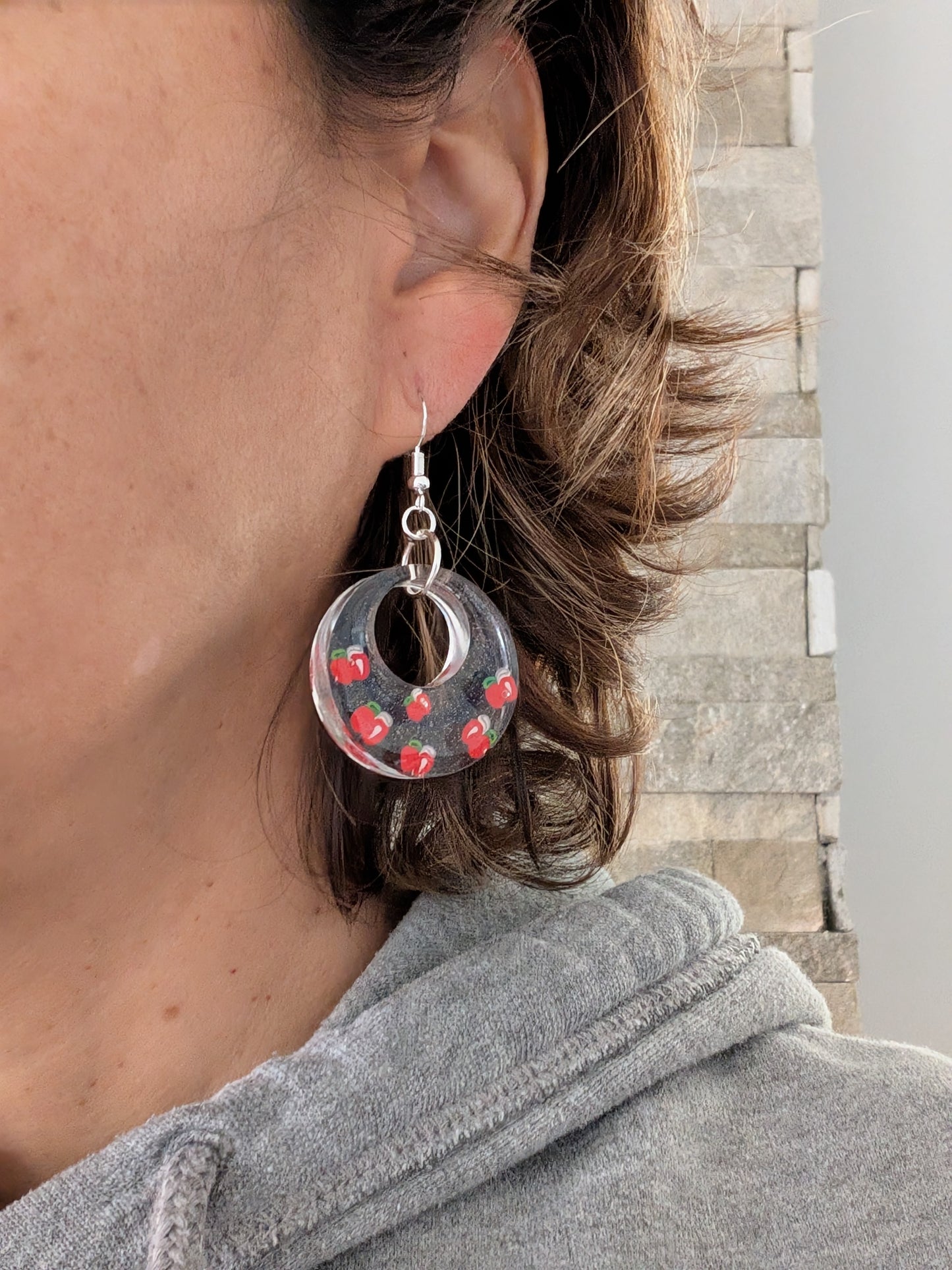 Resin Chunky Open Circle Dangle Earrings