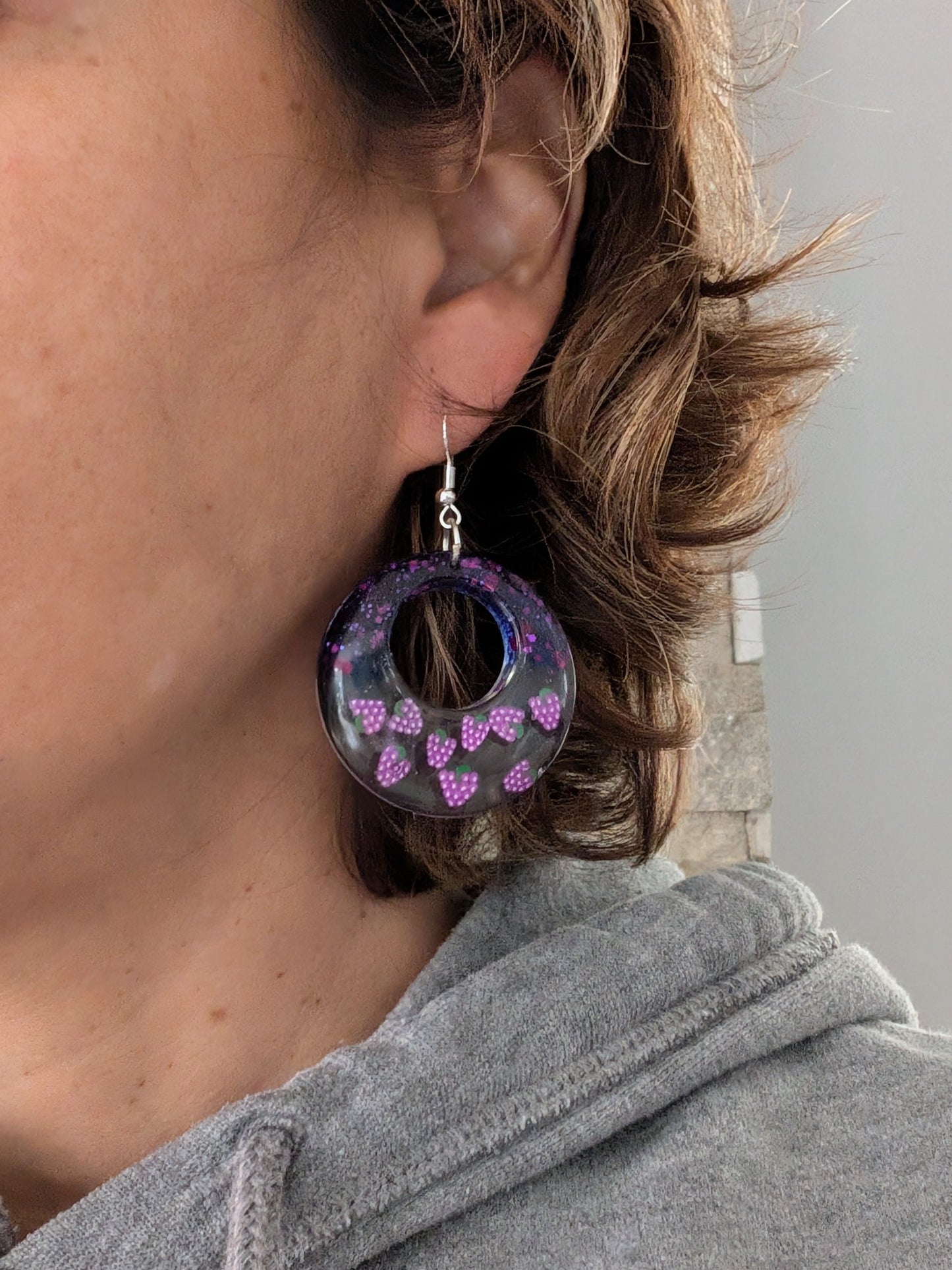 Earrings - Resin large open chunky circle on silver 925 hook