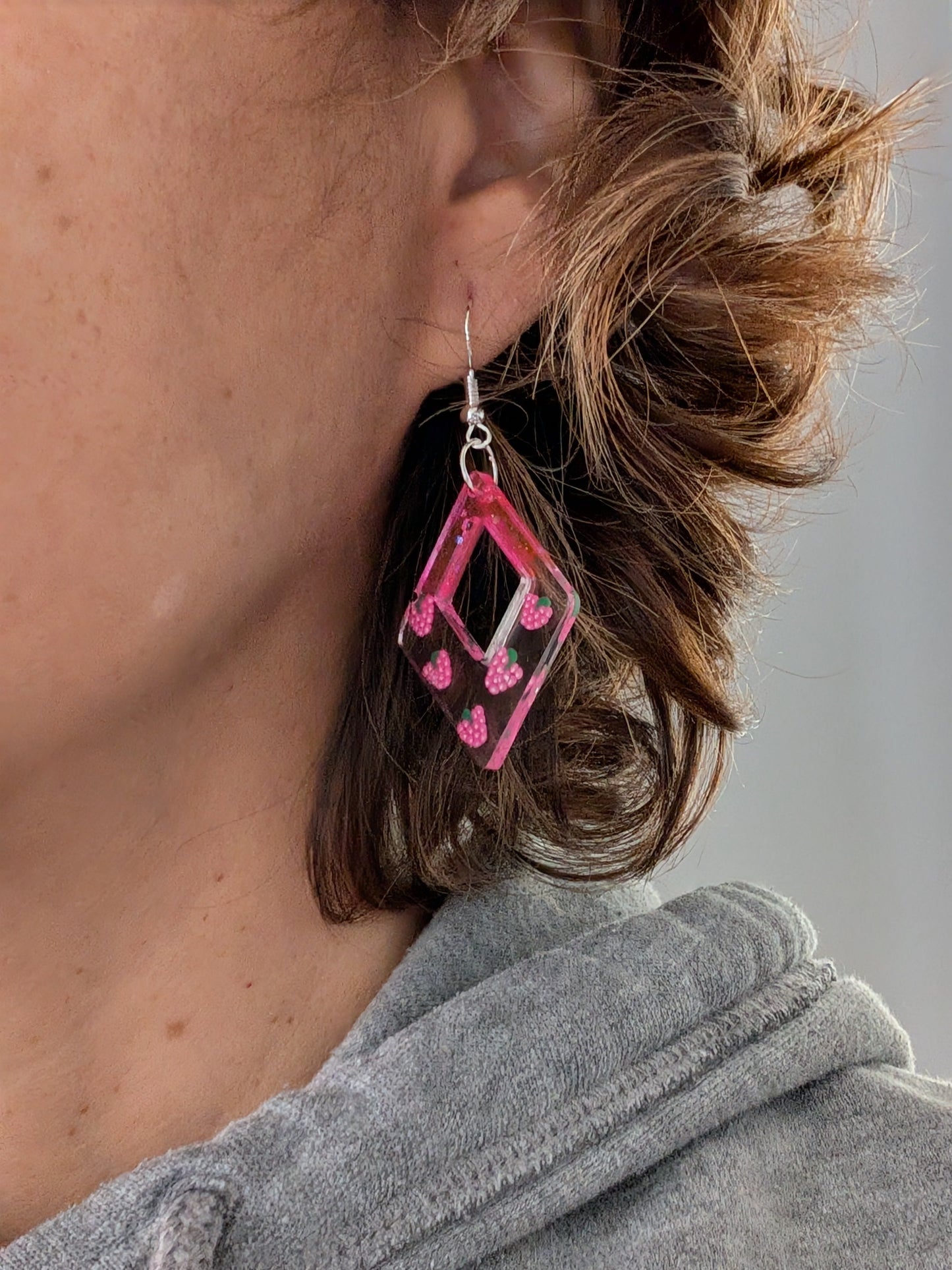 Earrings - Resin diamond shape on hook