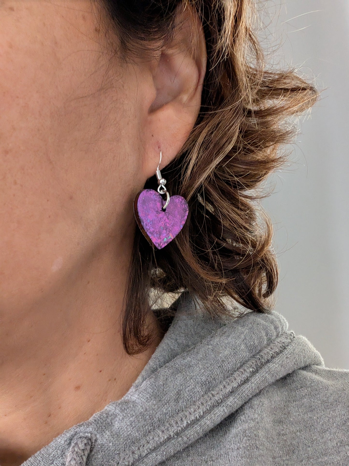 Earrings - Resin medium heart on 925 hook