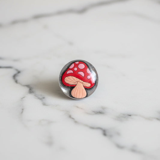 Pin - 3D Mushroom resin pin with silver butterfly clutch