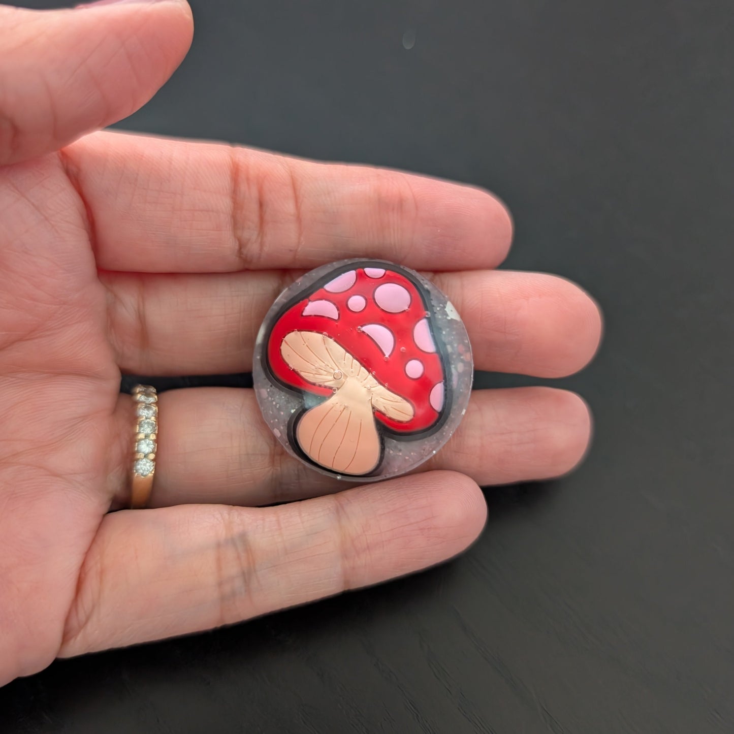 Pin - 3D Mushroom resin pin with silver butterfly clutch