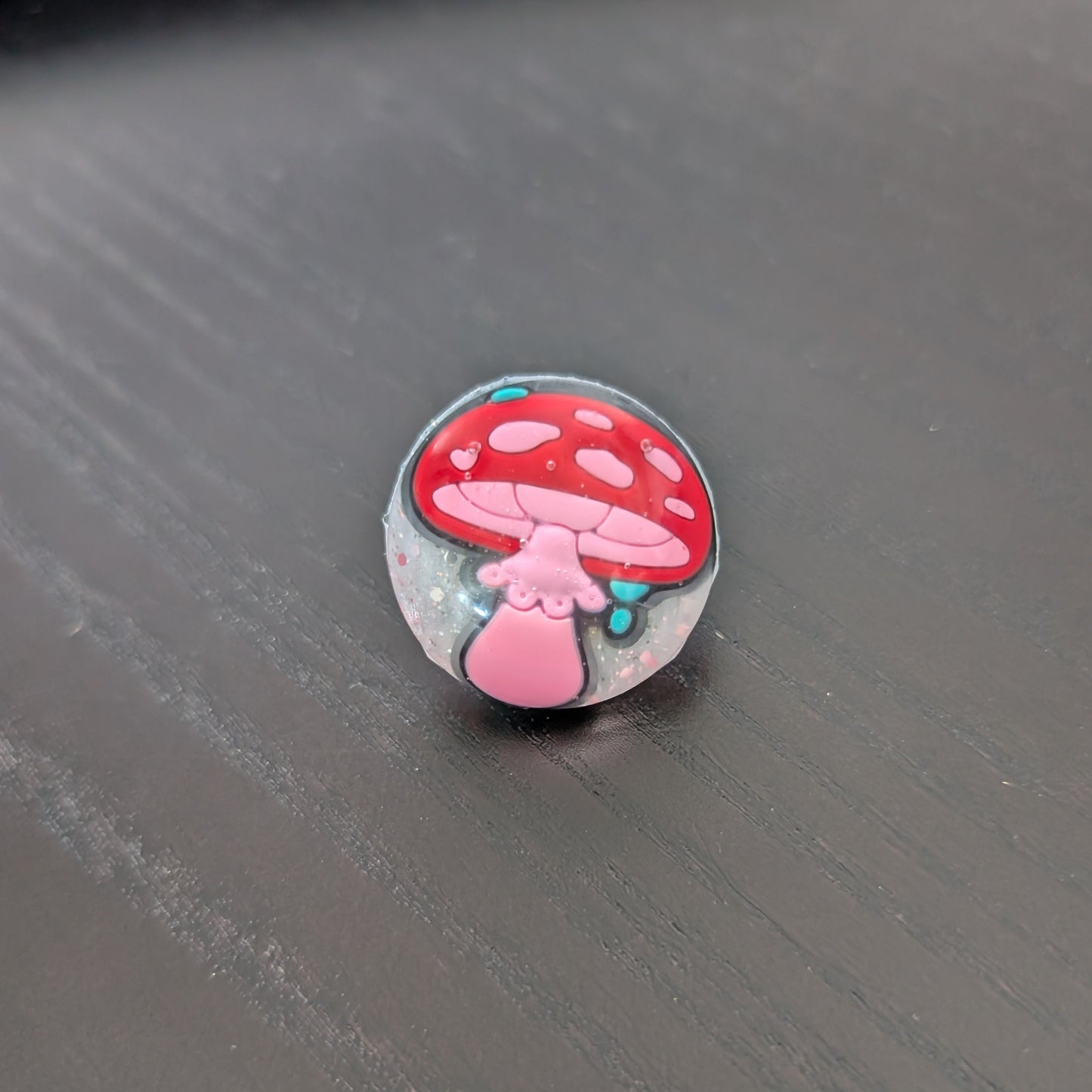 Pin - 3D Mushroom resin pin with silver butterfly clutch