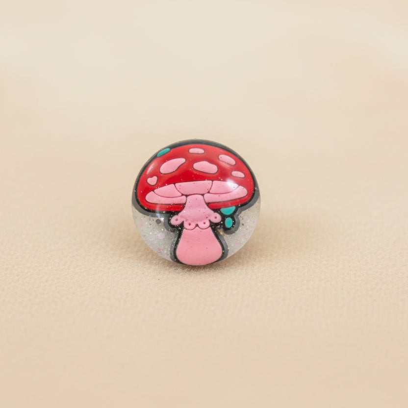 Pin - 3D Mushroom resin pin with silver butterfly clutch