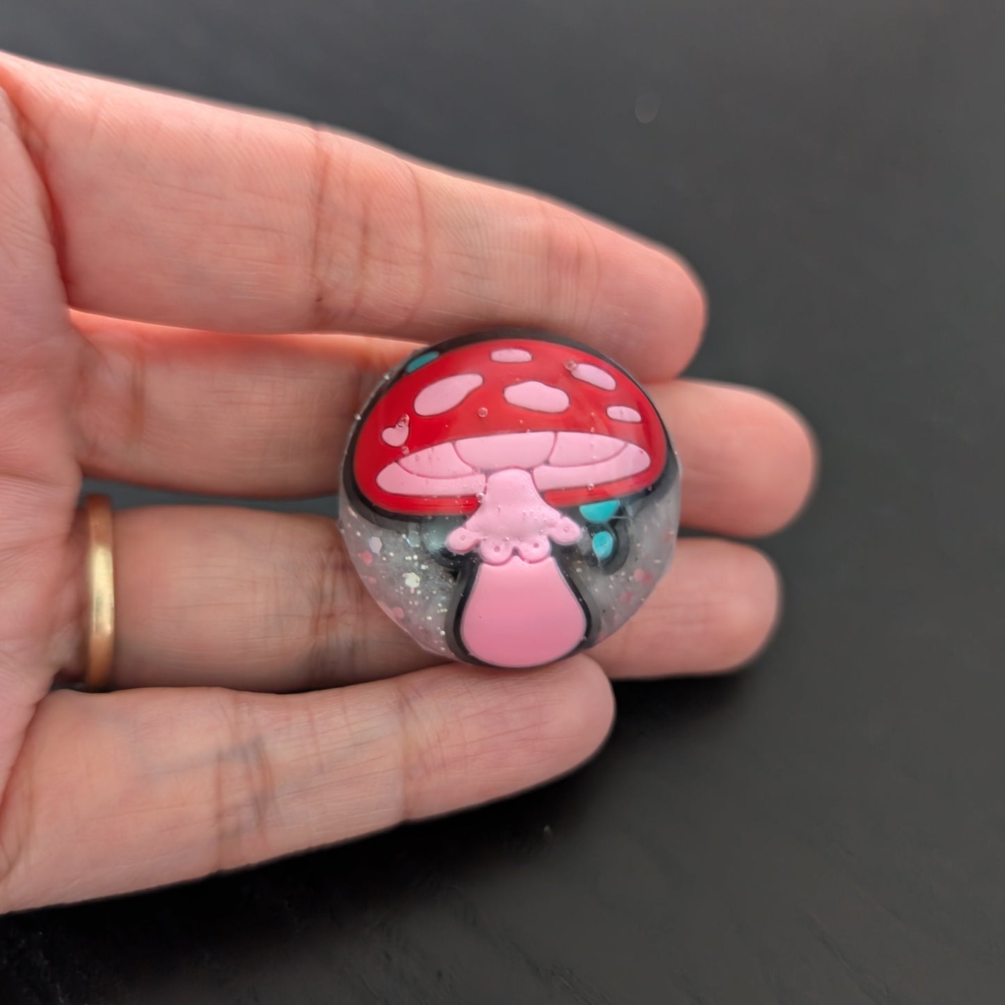 Pin - 3D Mushroom resin pin with silver butterfly clutch