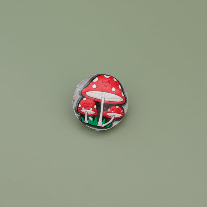 Pin - 3D Mushroom resin pin with silver butterfly clutch