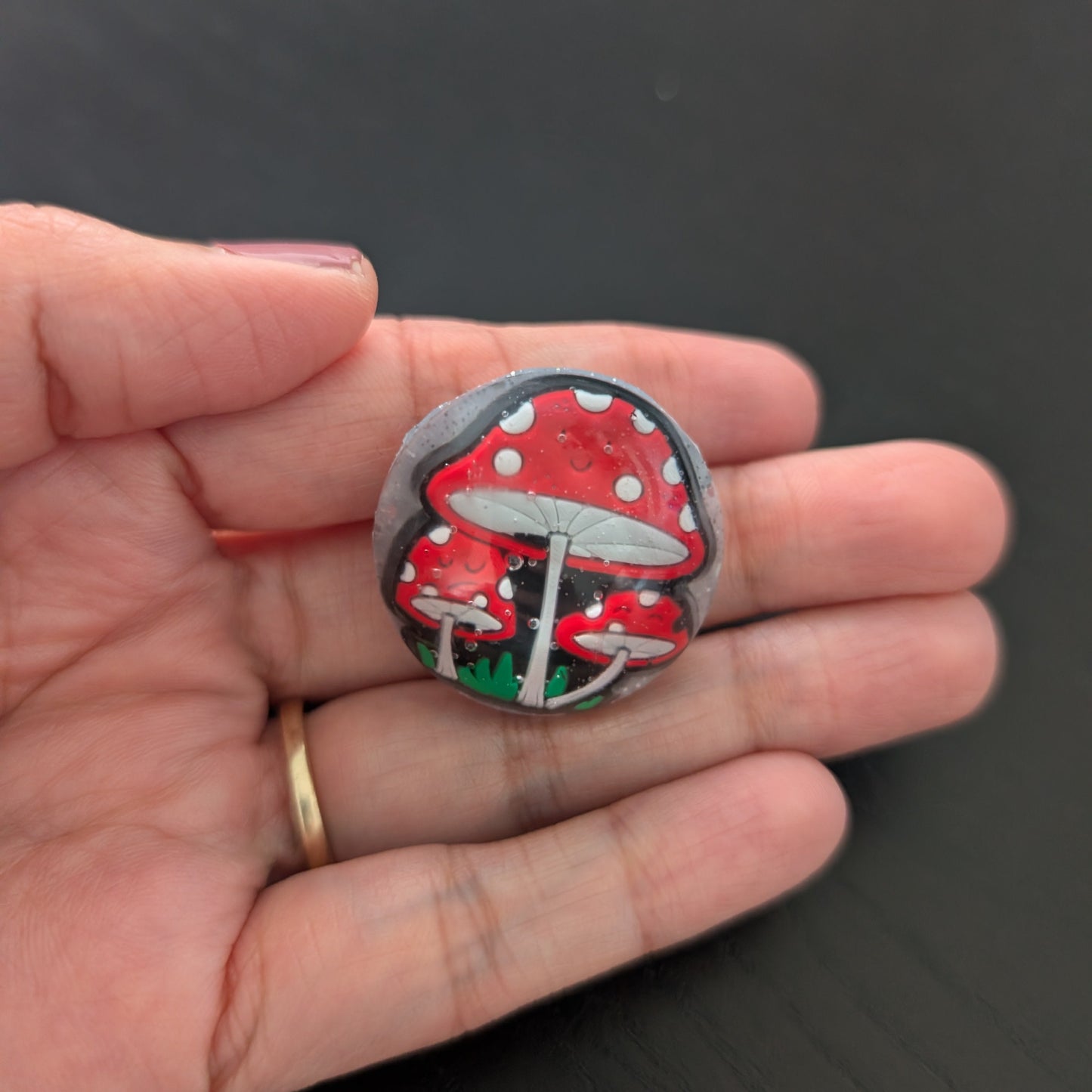 Pin - 3D Mushroom resin pin with silver butterfly clutch