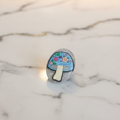 Pin - 3D Mushroom resin pin with silver butterfly clutch