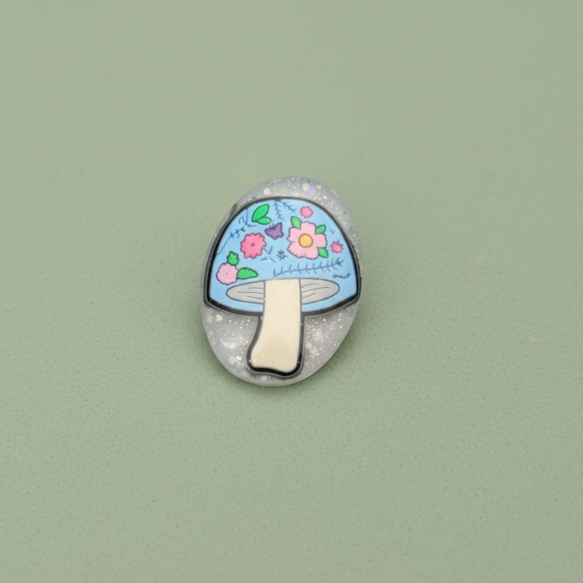 Pin - 3D Mushroom resin pin with silver butterfly clutch