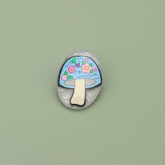Pin - 3D Mushroom resin pin with silver butterfly clutch