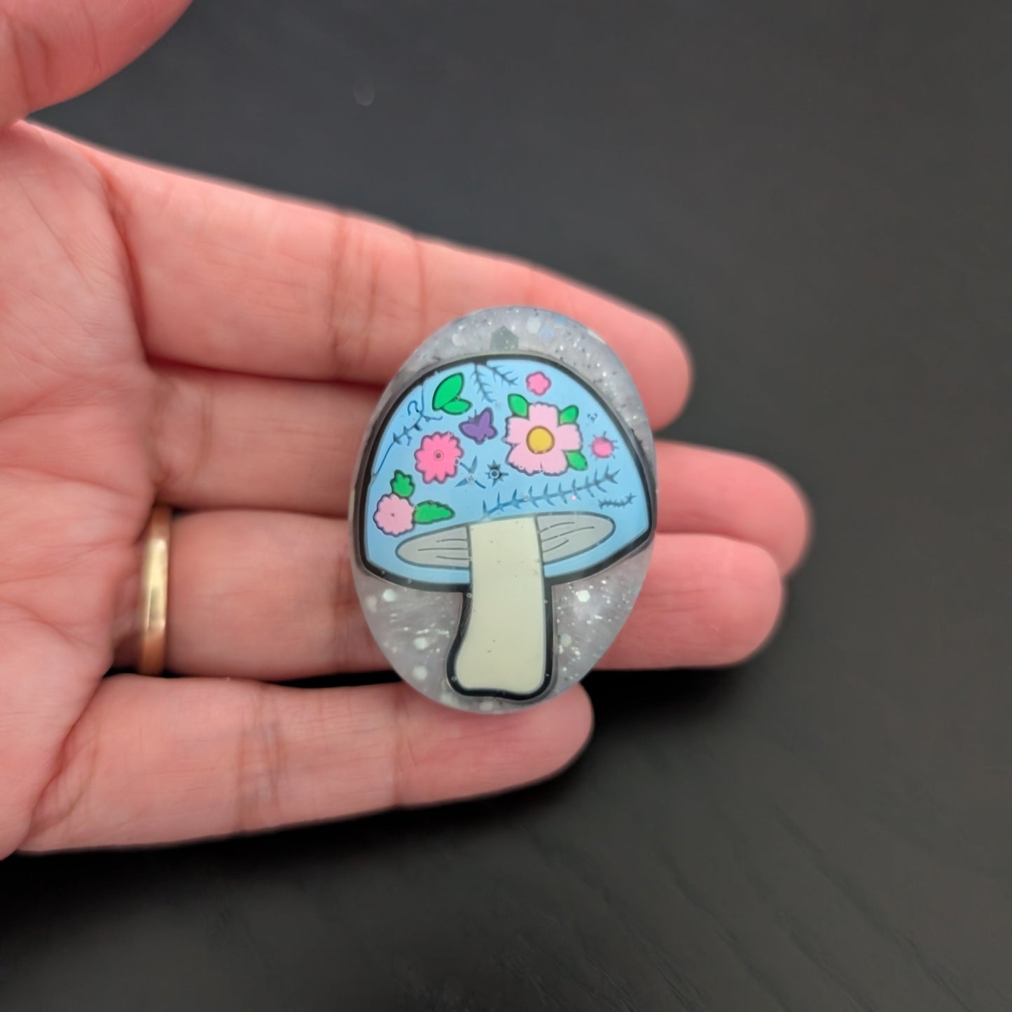 Pin - 3D Mushroom resin pin with silver butterfly clutch