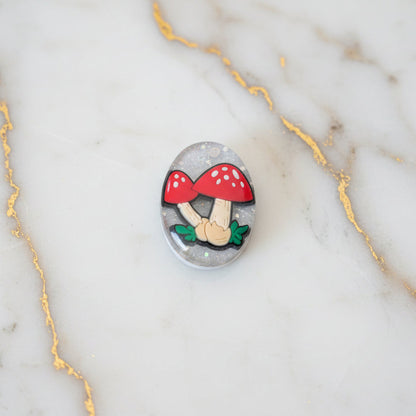 Pin - 3D Mushroom resin pin with silver butterfly clutch