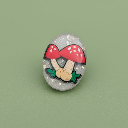 Pin - 3D Mushroom resin pin with silver butterfly clutch