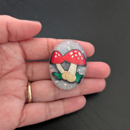 Pin - 3D Mushroom resin pin with silver butterfly clutch