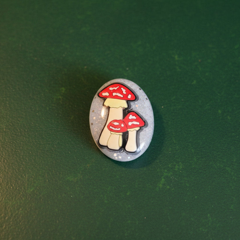 Pin - 3D Mushroom resin pin with silver butterfly clutch