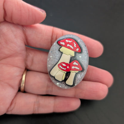 Pin - 3D Mushroom resin pin with silver butterfly clutch