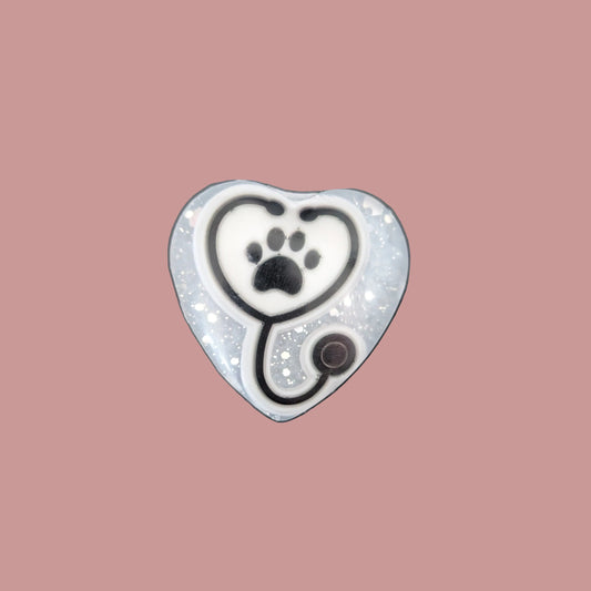 Pin - 3D resin heart pin with silver butterfly clutch