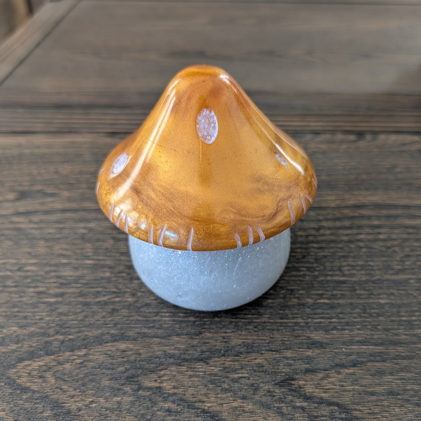 Handmade Resin Mushroom Jewelry Box with Lid