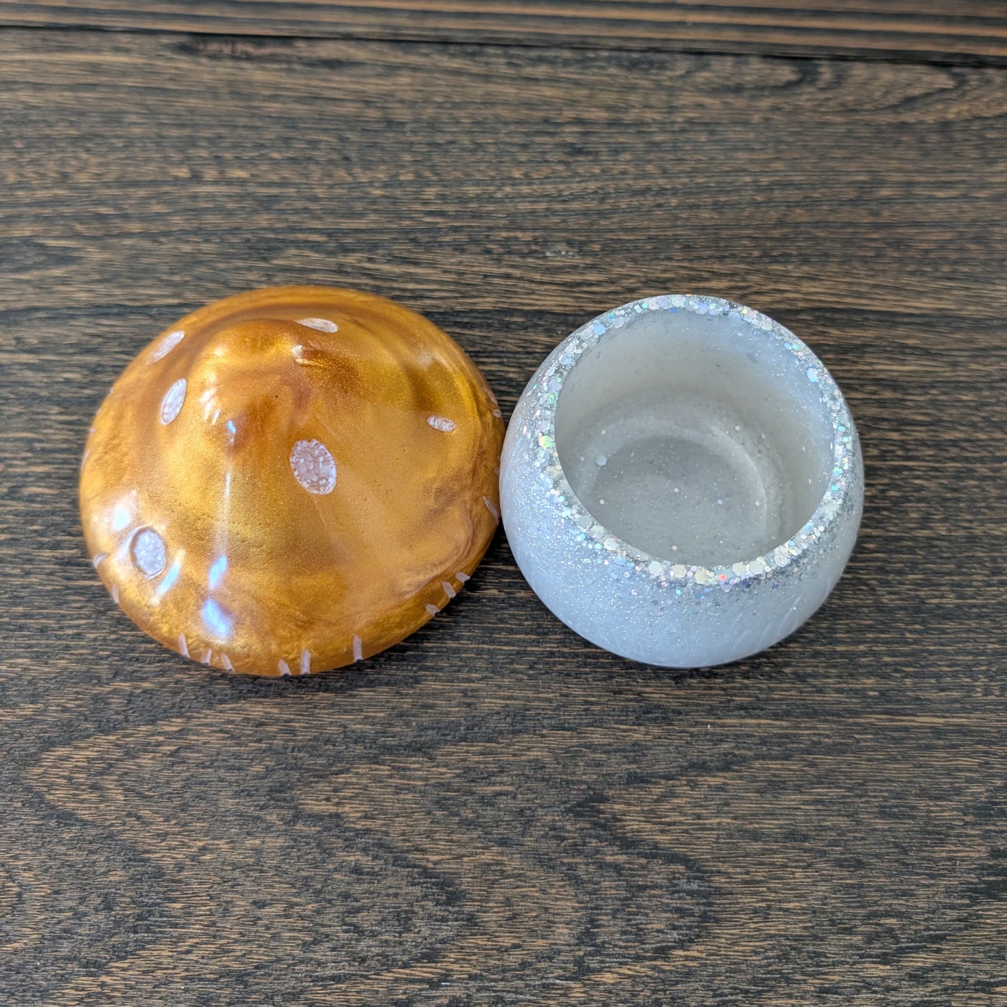 Handmade Resin Mushroom Jewelry Box with Lid