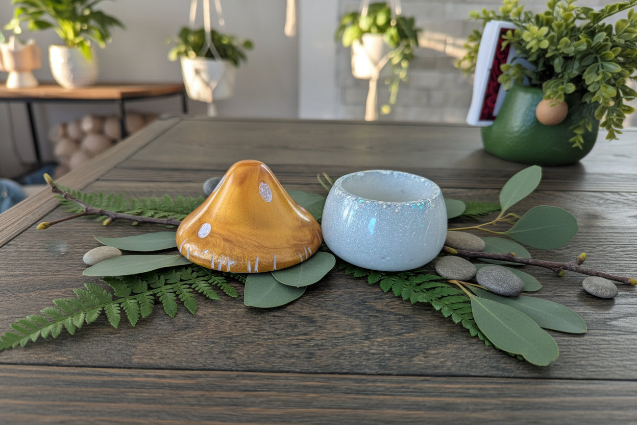 Handmade Resin Mushroom Jewelry Box with Lid