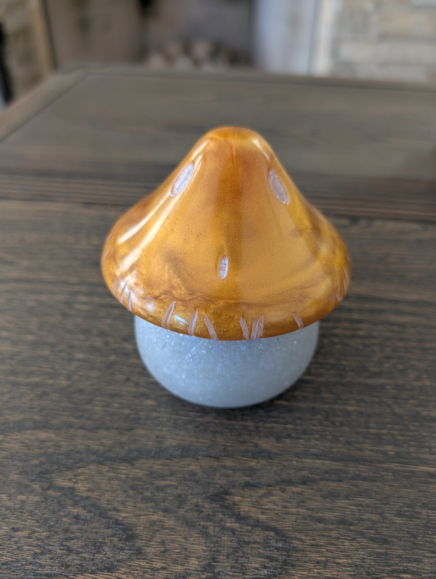 Handmade Resin Mushroom Jewelry Box with Lid