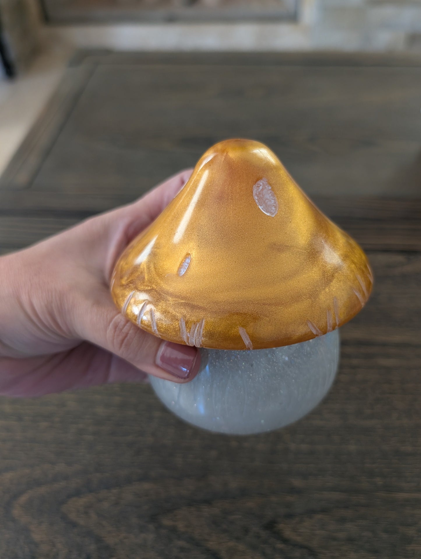 Handmade Resin Mushroom Jewelry Box with Lid
