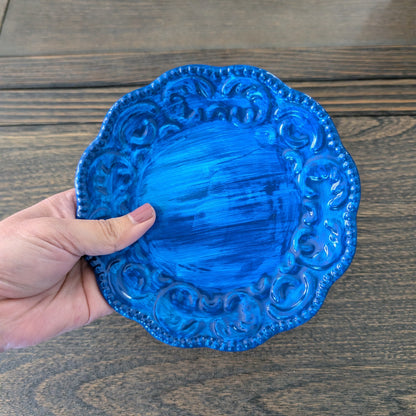 Handcrafted "Azure Swirl" Sustainable Resin Decor Plate