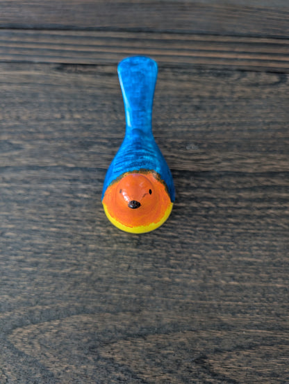 Blue & Orange Eco-Resin Bird – Hand-Painted Home Decor