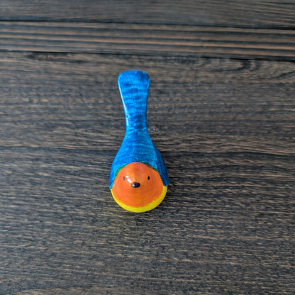 Colorful  bird  on a wooden surface