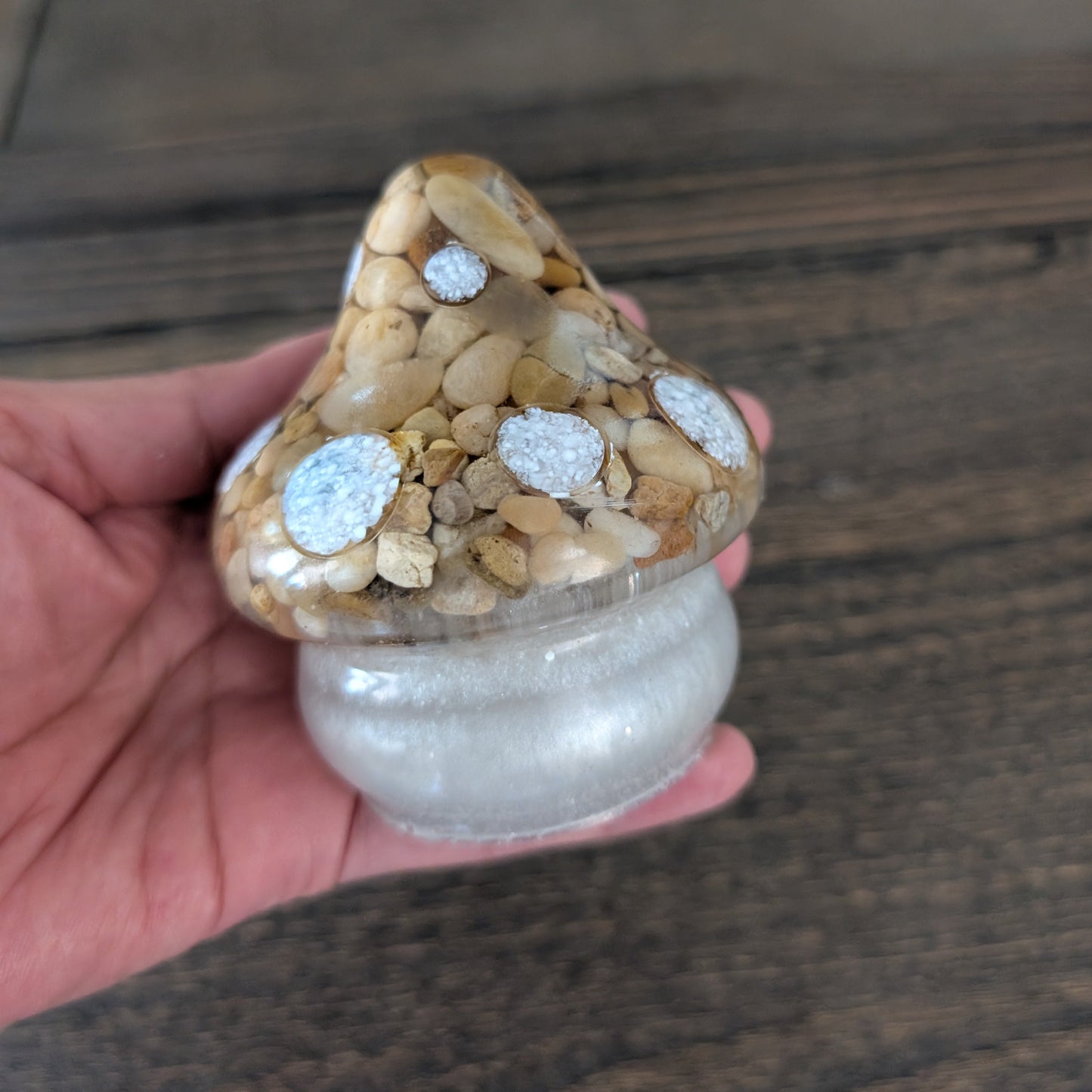 Handcrafted Resin Mushroom Trinket - Floral, Stone, and Custom Woodland Decor