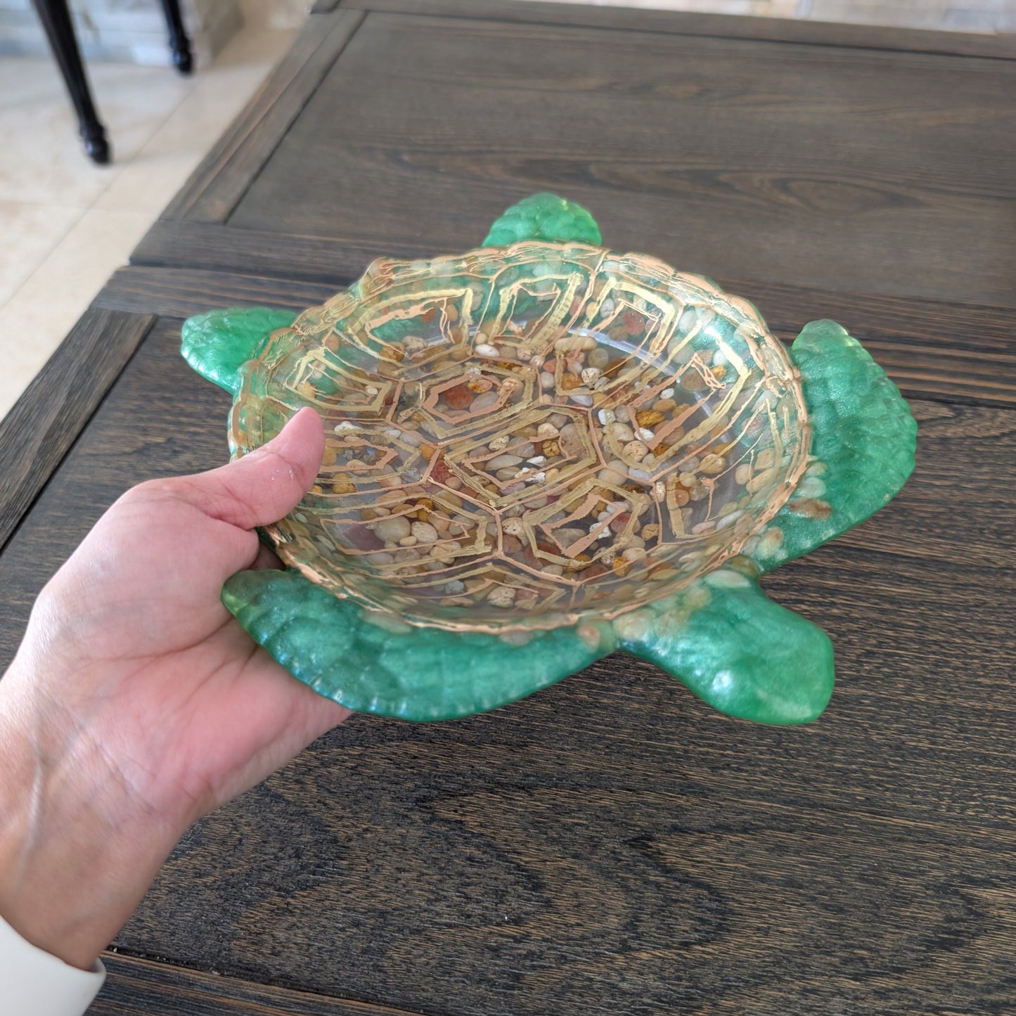 Shimmering Sea Turtle Catch-All Dish – Handmade Coastal Decor