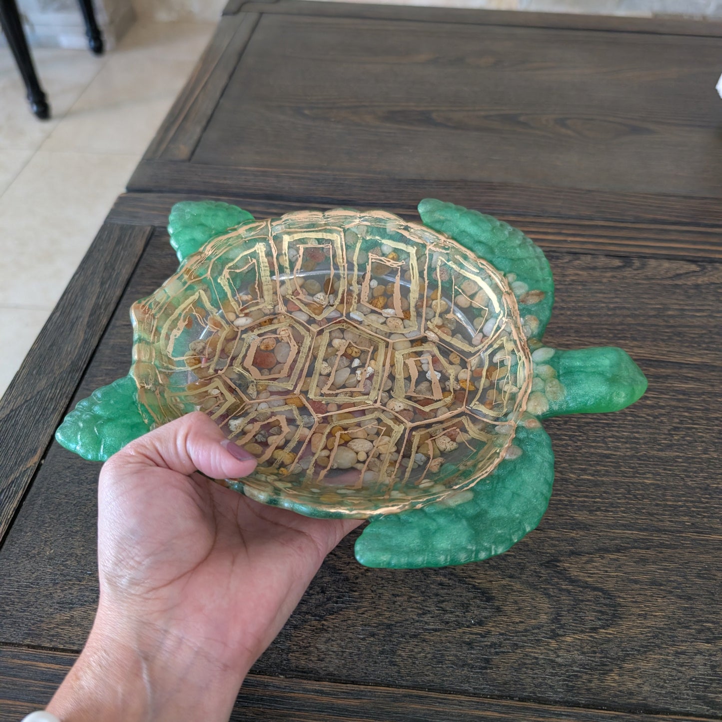 Shimmering Sea Turtle Catch-All Dish – Handmade Coastal Decor