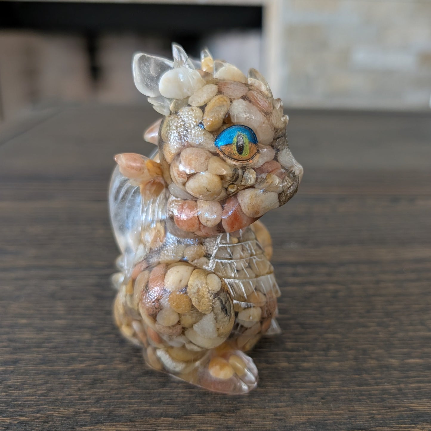 Guardian of Wisdom: "No Evil" Rock & Resin Dragon Figurines