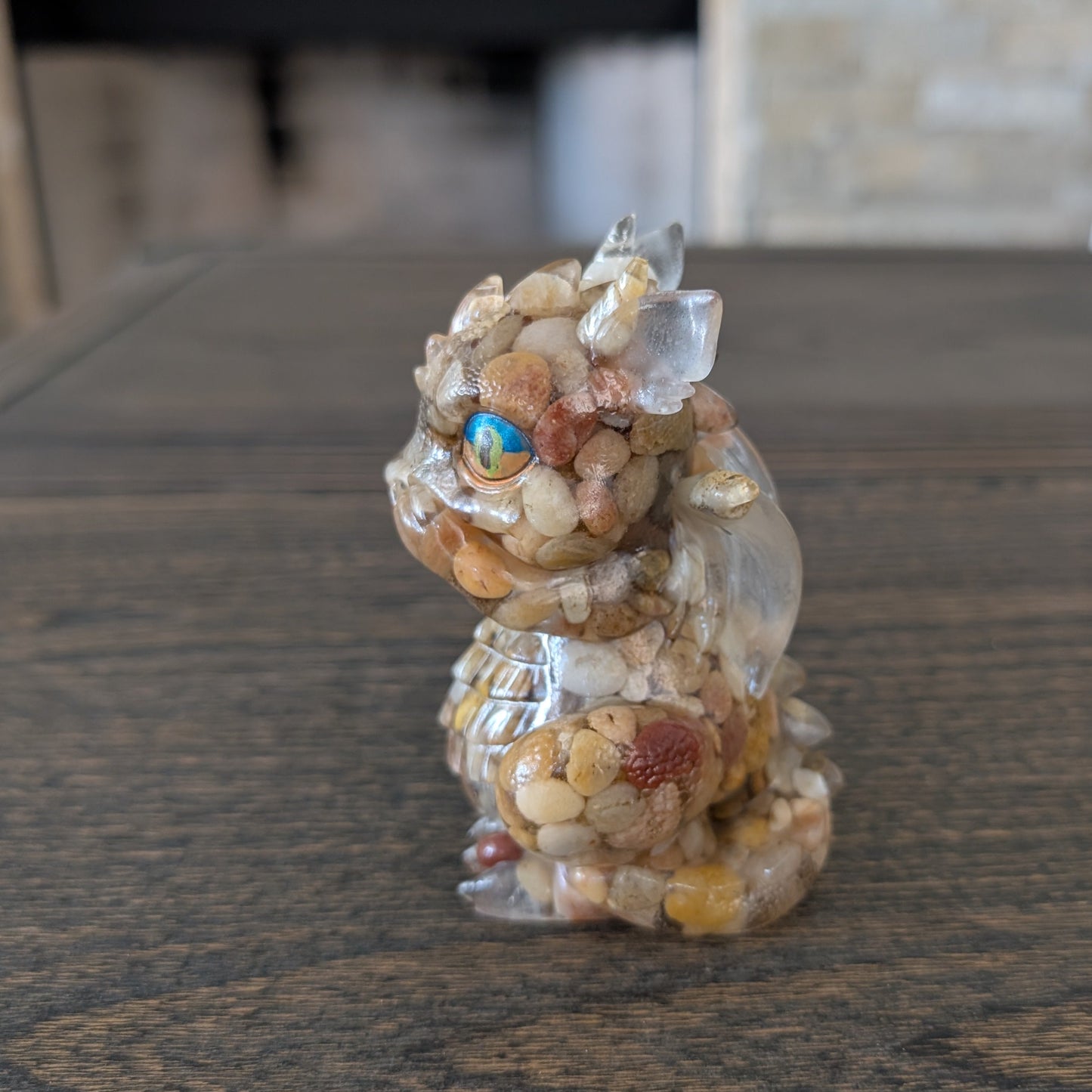 Guardian of Wisdom: "No Evil" Rock & Resin Dragon Figurines