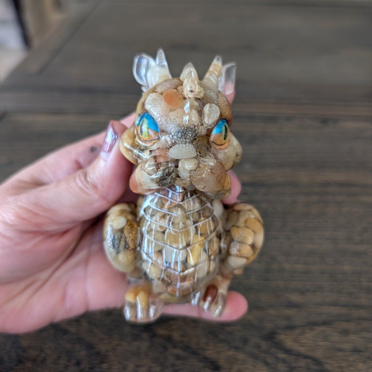Guardian of Wisdom: "No Evil" Rock & Resin Dragon Figurines