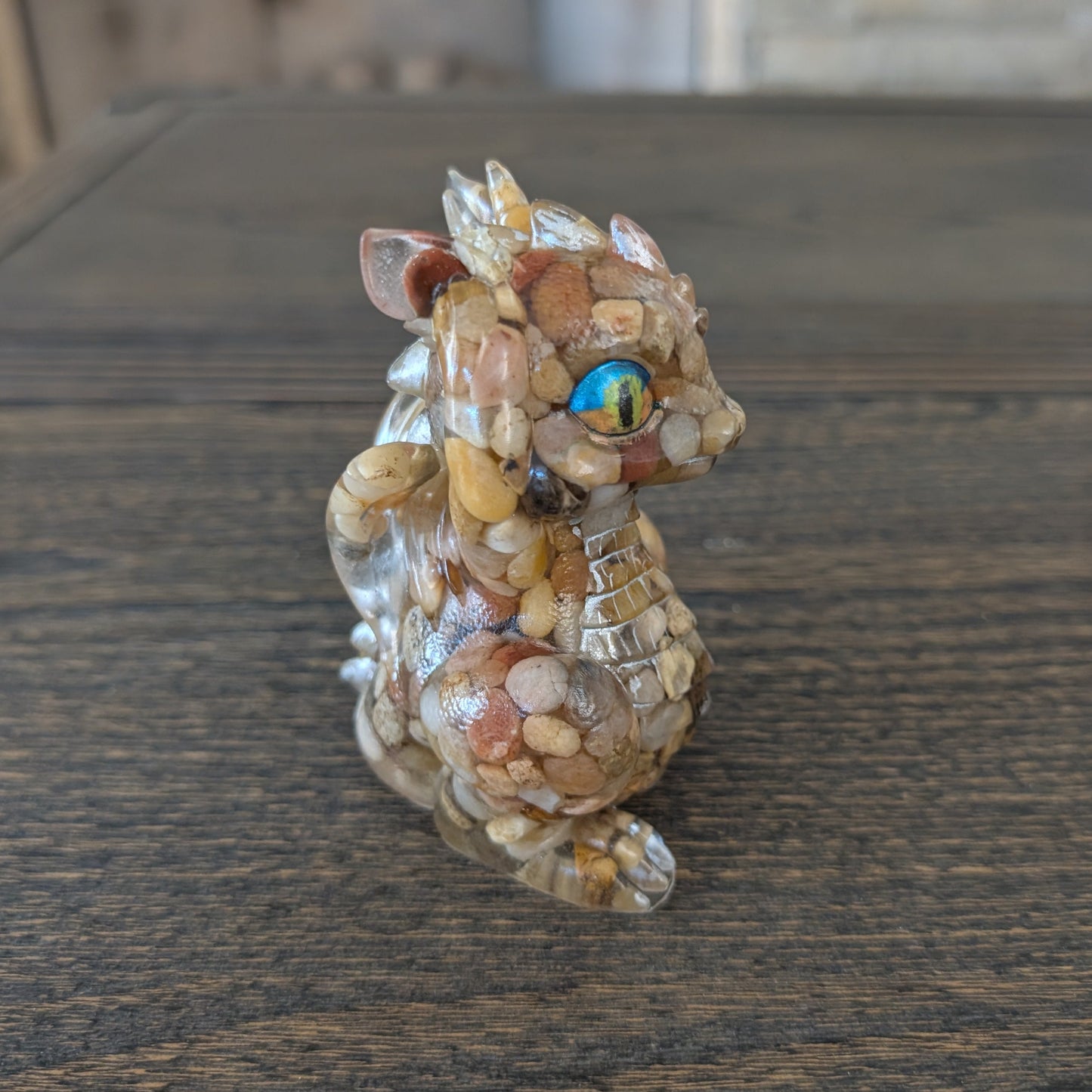 Guardian of Wisdom: "No Evil" Rock & Resin Dragon Figurines