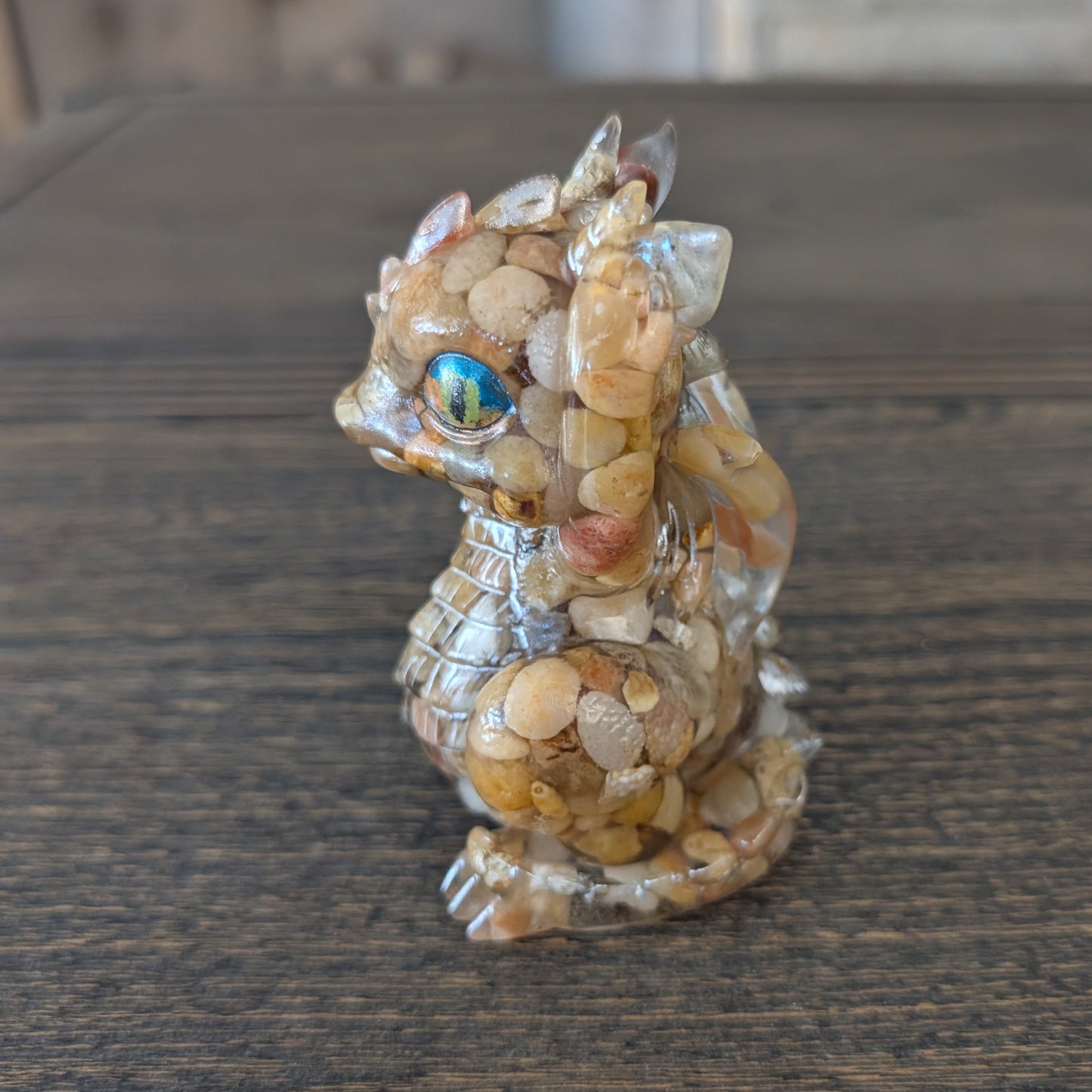 Guardian of Wisdom: "No Evil" Rock & Resin Dragon Figurines